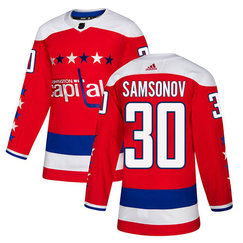 Cheap Men Adidas Washington Capitals 30 Ilya Samsonov Red Alternate Authentic Stitched NHL Jersey